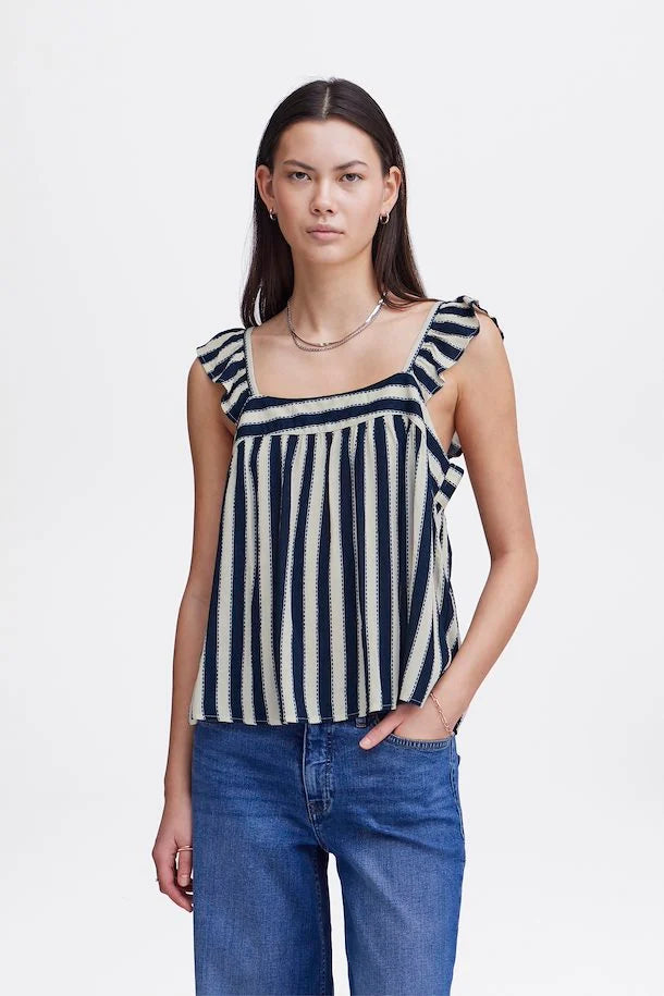 Marrakech Square Neck Top (Total Eclipse Stripe)