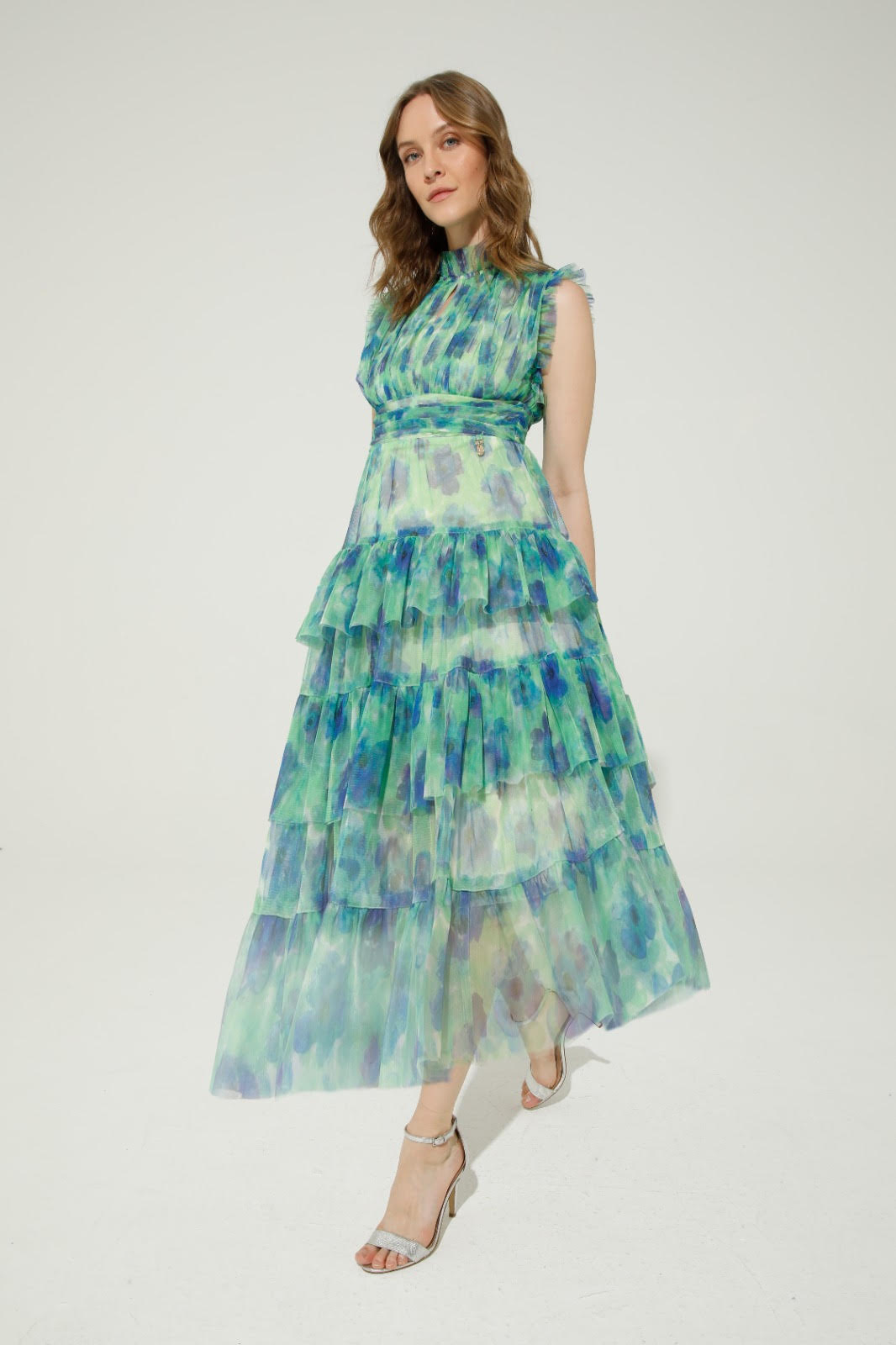 MERCURIO MAXI DRESS (GREEN/BLUE FLOWER)