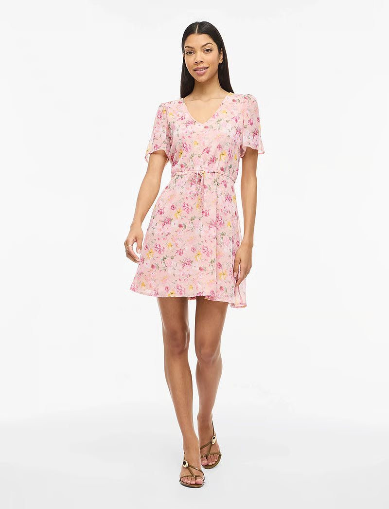 Alia Mini Dress (Misty Rose/Flower)