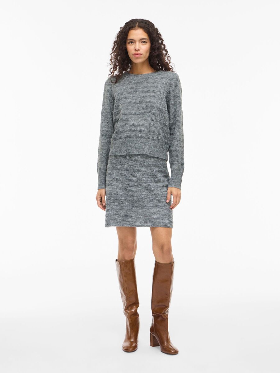 Jayla Knit Mini Skirt (Medium Grey/Melange)