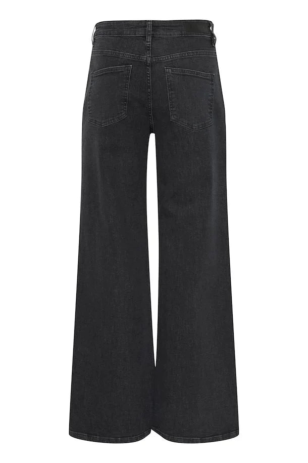 Braidy Rhinestone Wide Leg Jeans (Washed Black)