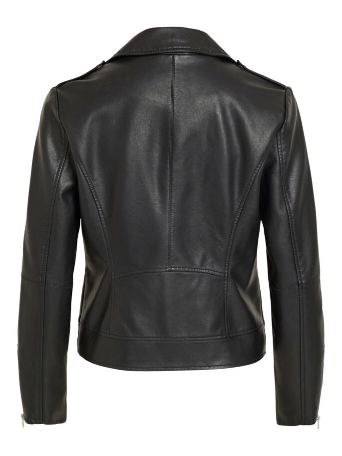 Hanley Faux Leather Biker Jacket (Black)