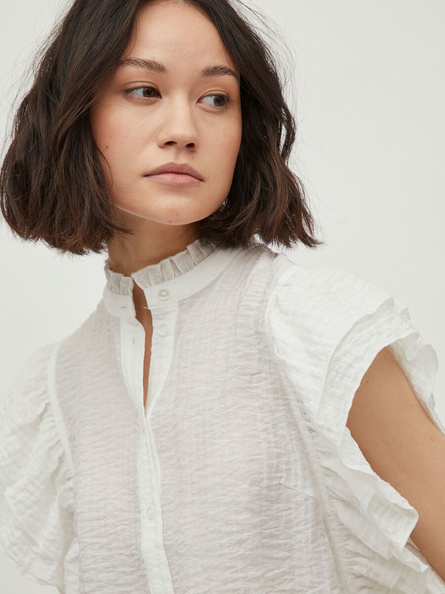 Vinillie Flounce Shirt (Off White)