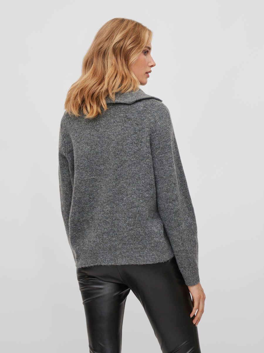 Mathilda Zip Neck Jumper (Medium Grey Melange)