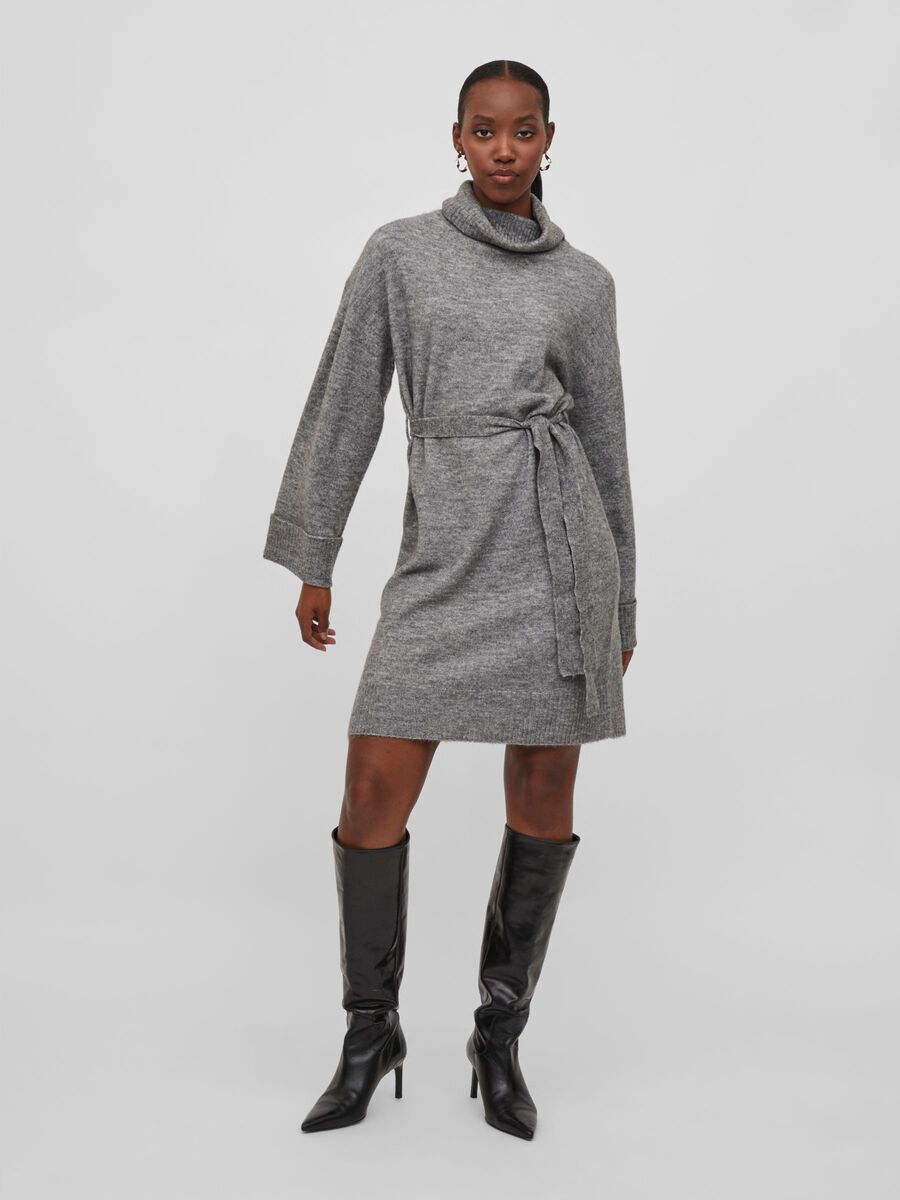 Lara Roll Neck Knit Dress (Grey)