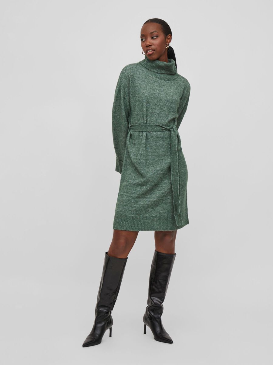 Lara Roll Neck Knit Dress (Pine Needle)