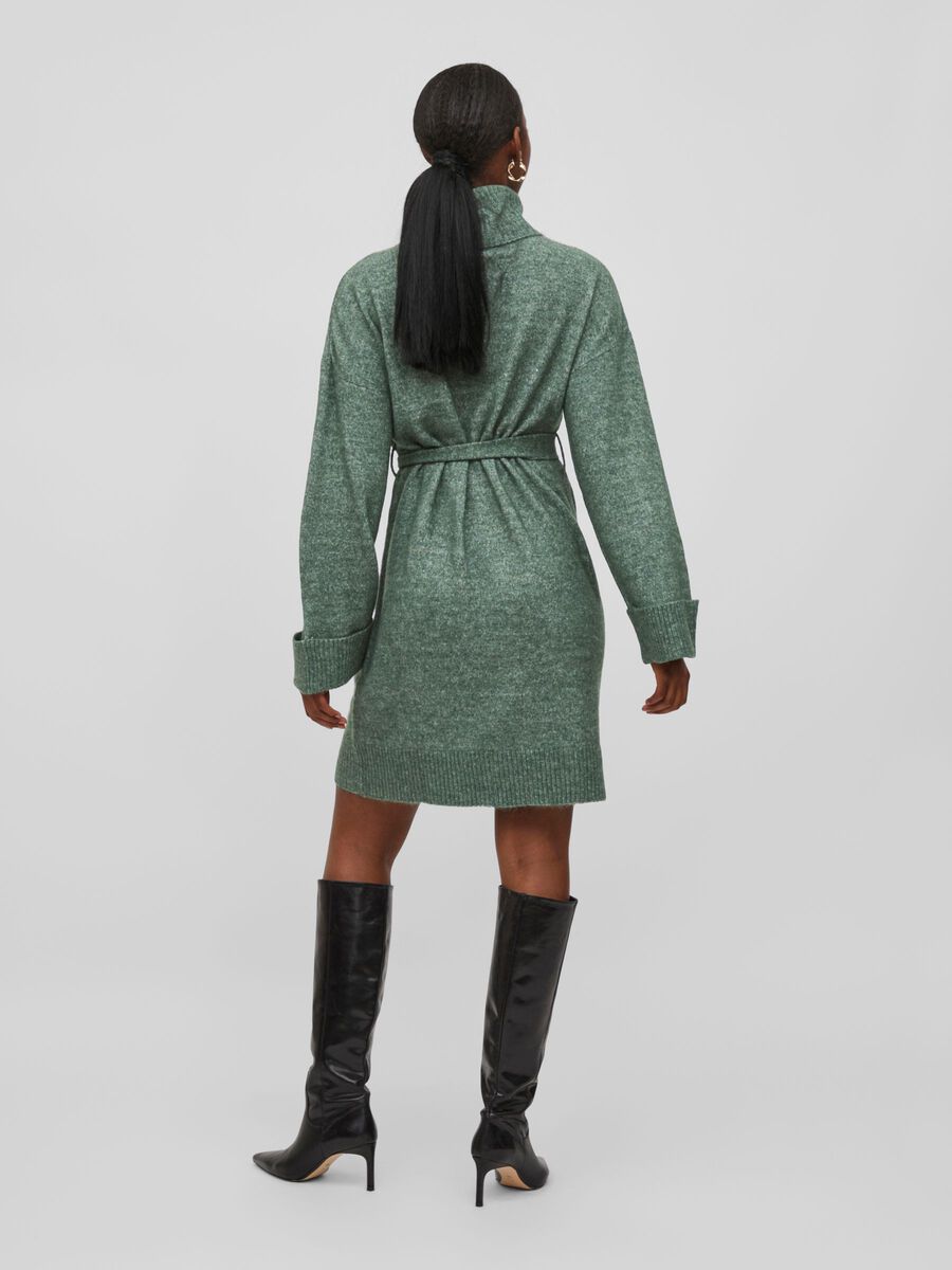 Lara Roll Neck Knit Dress (Pine Needle)