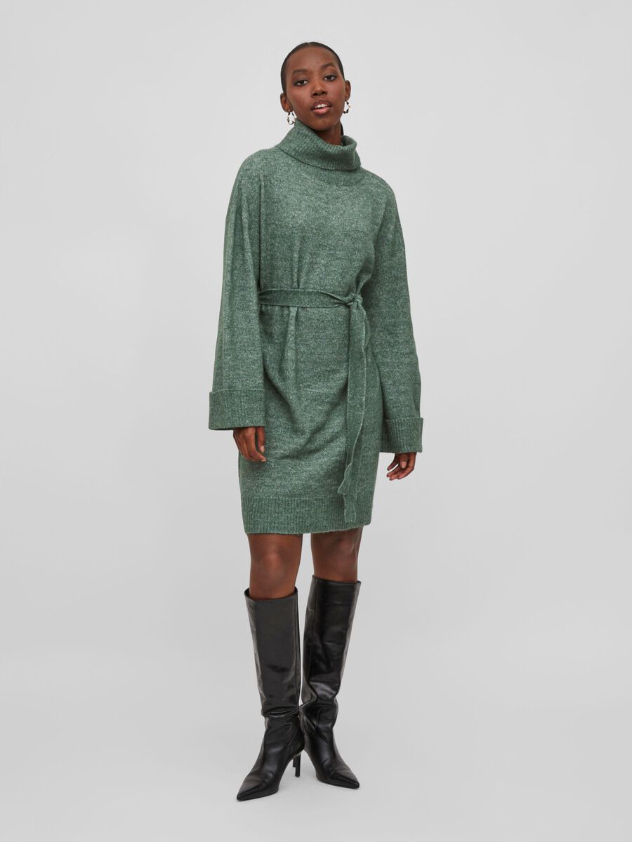 Lara Roll Neck Knit Dress (Pine Needle)