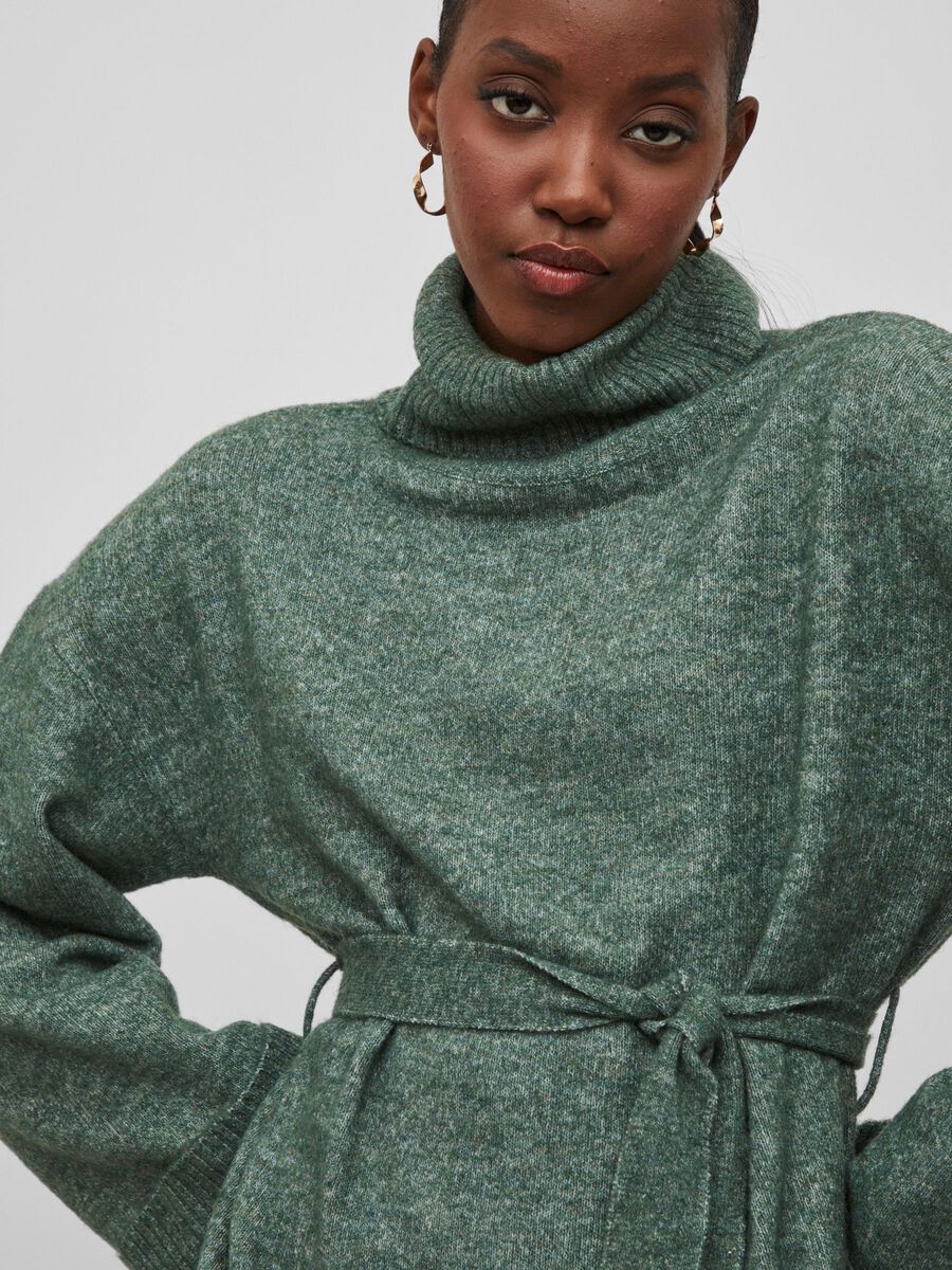 Lara Roll Neck Knit Dress (Pine Needle)