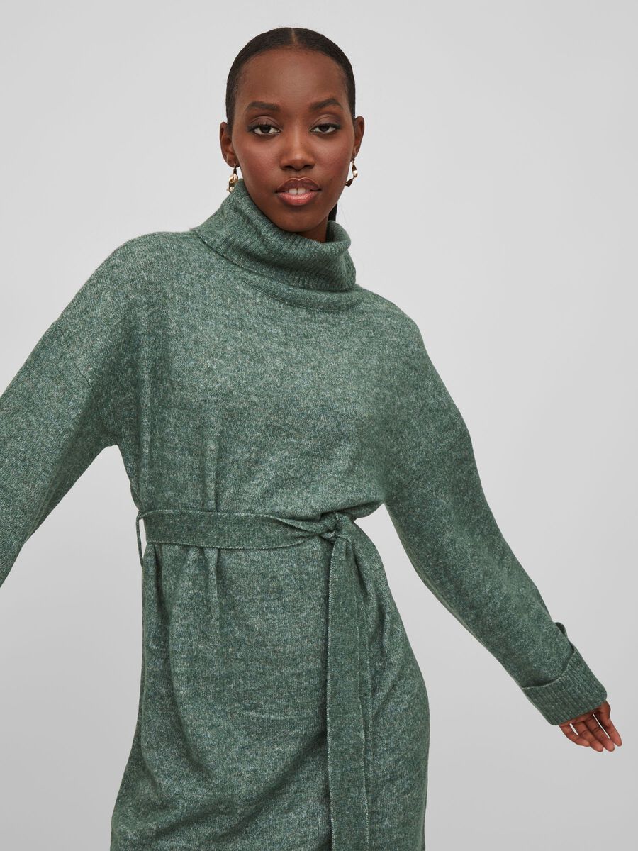 Lara Roll Neck Knit Dress (Pine Needle)