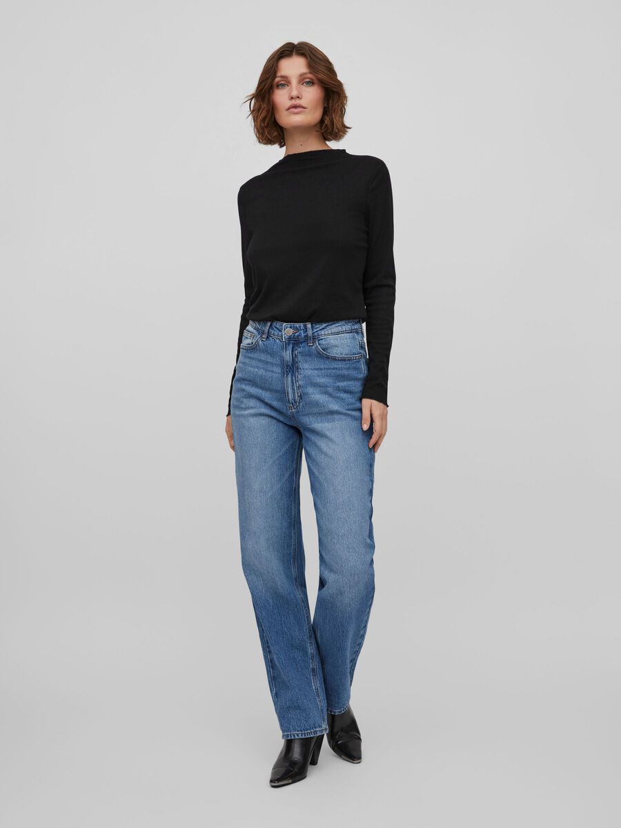 Black funnel neck top