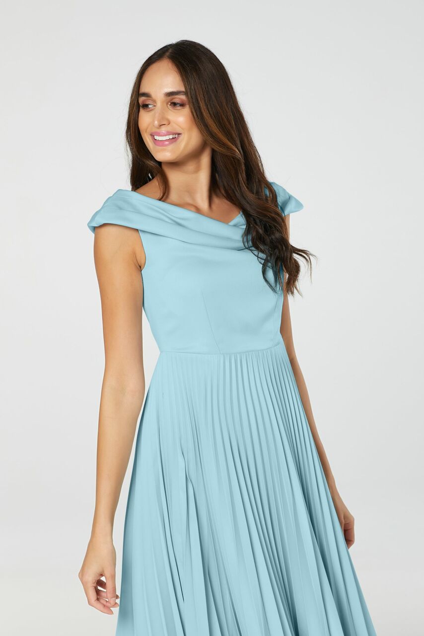 Primrose Pleated Midi Dress (Blue)