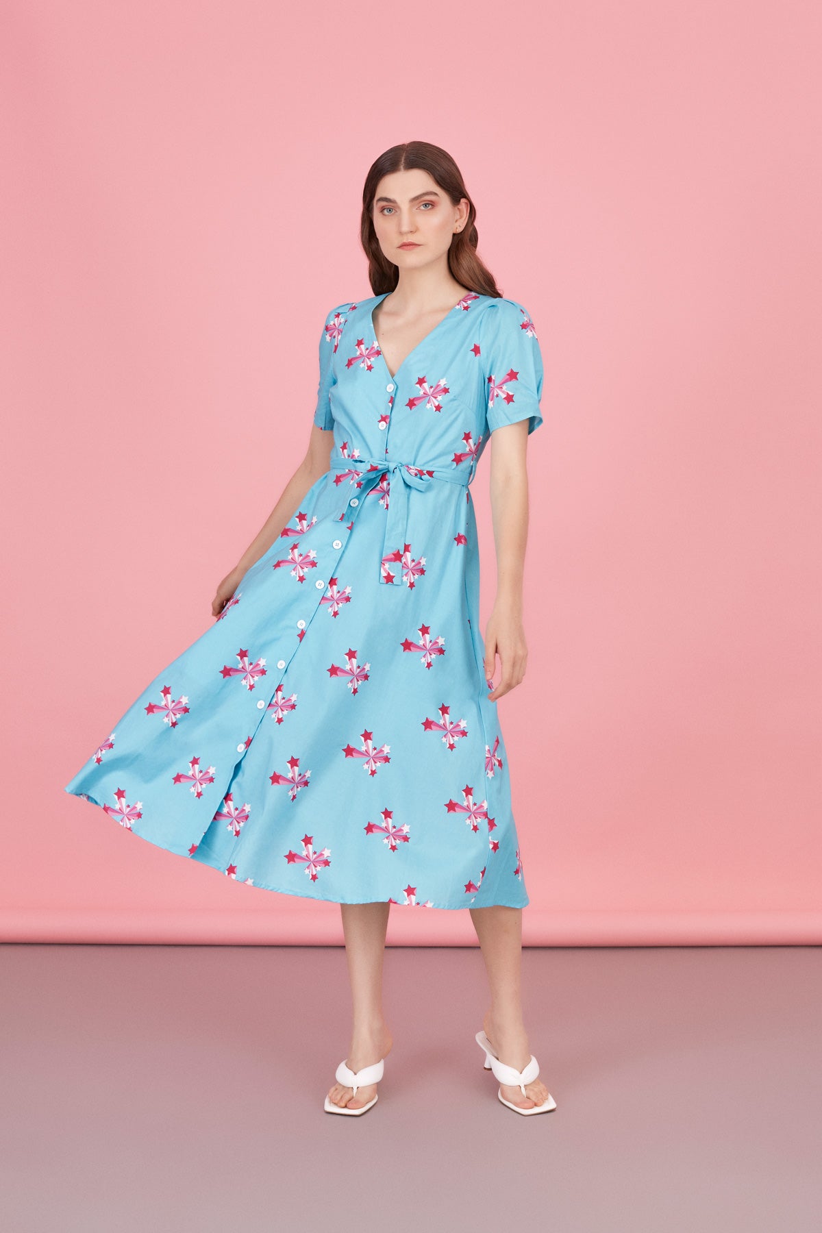 Belen Midi Shirt Dress (Blue)