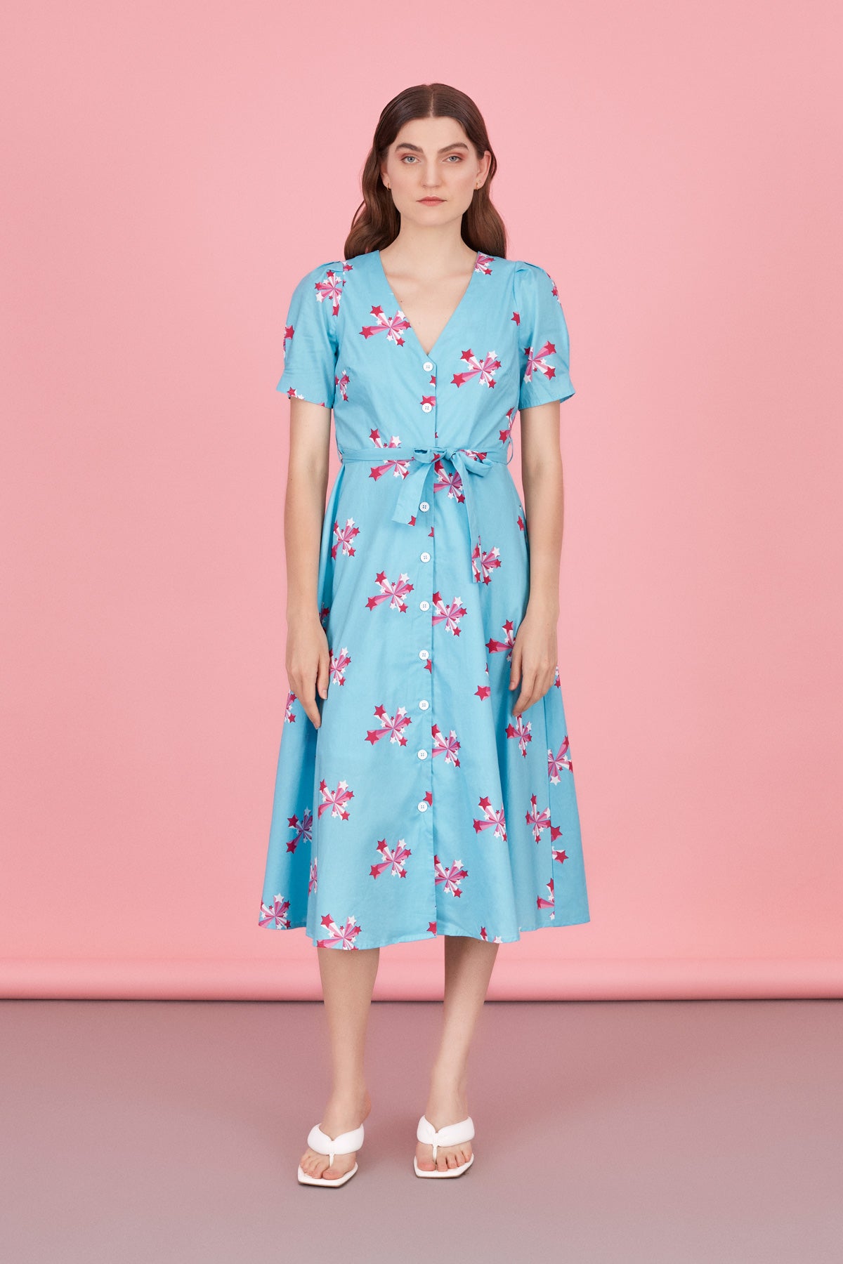 Belen Midi Shirt Dress (Blue)