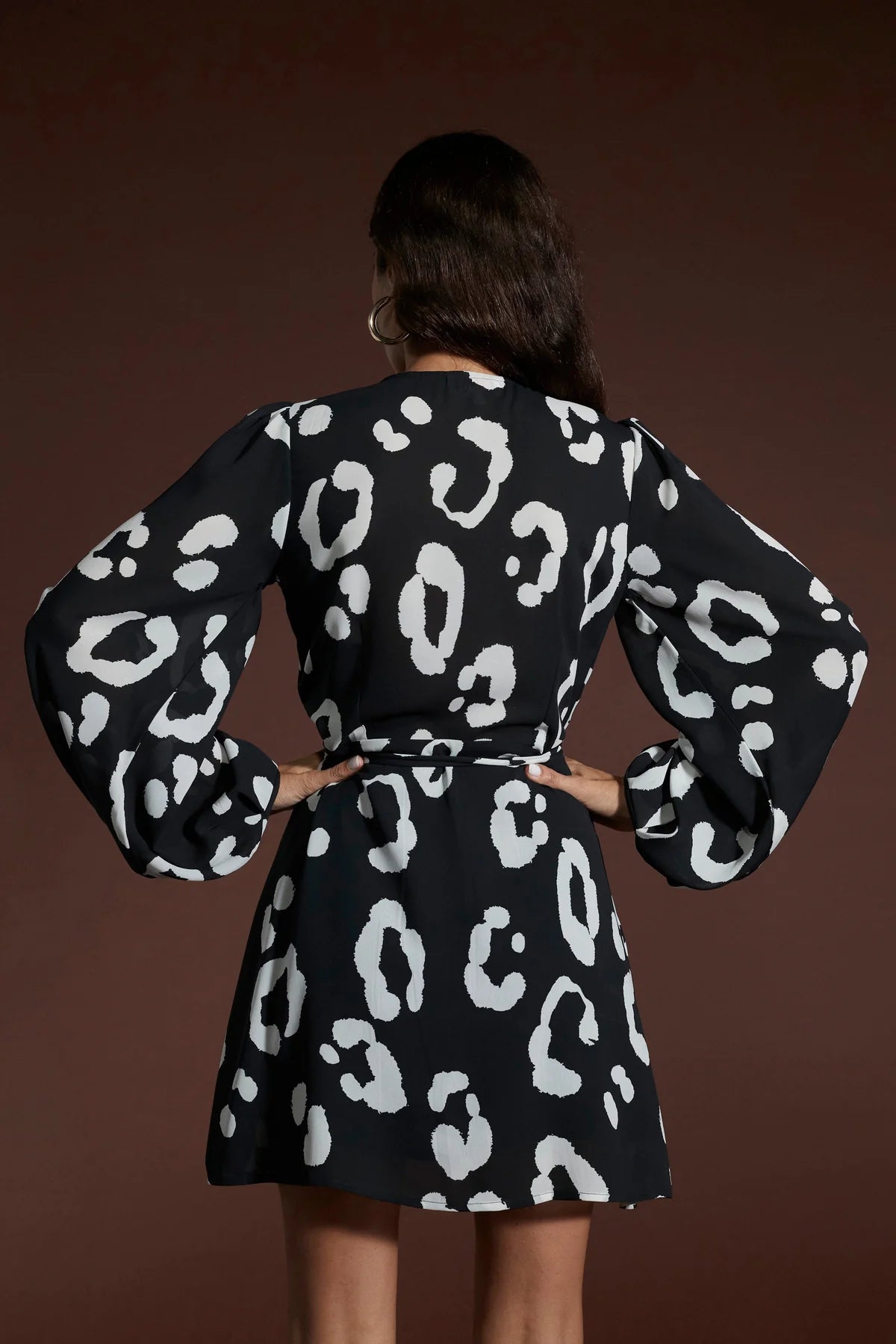 Ginger Mini Wrap Dress (Monochrome)