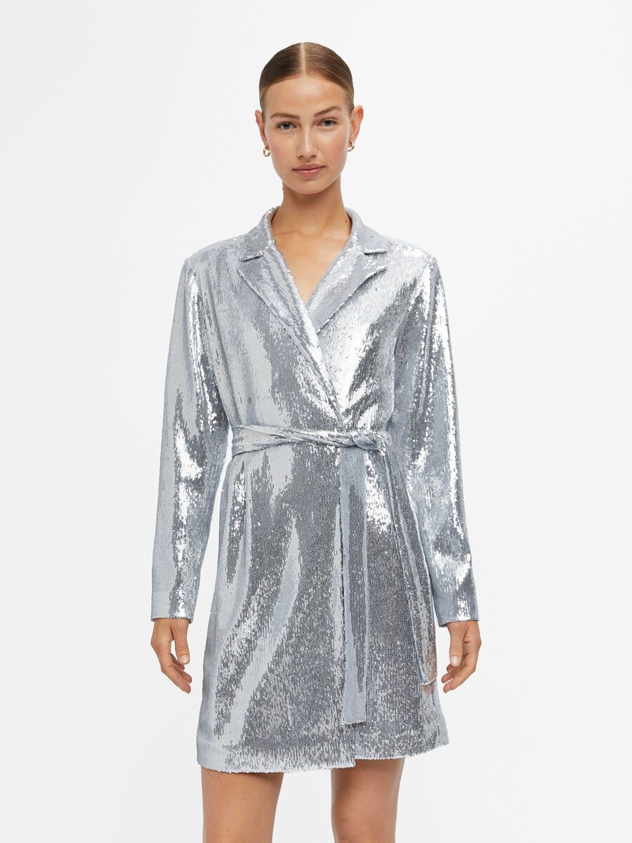 Elula Sequin Blazer Dress (Silver)
