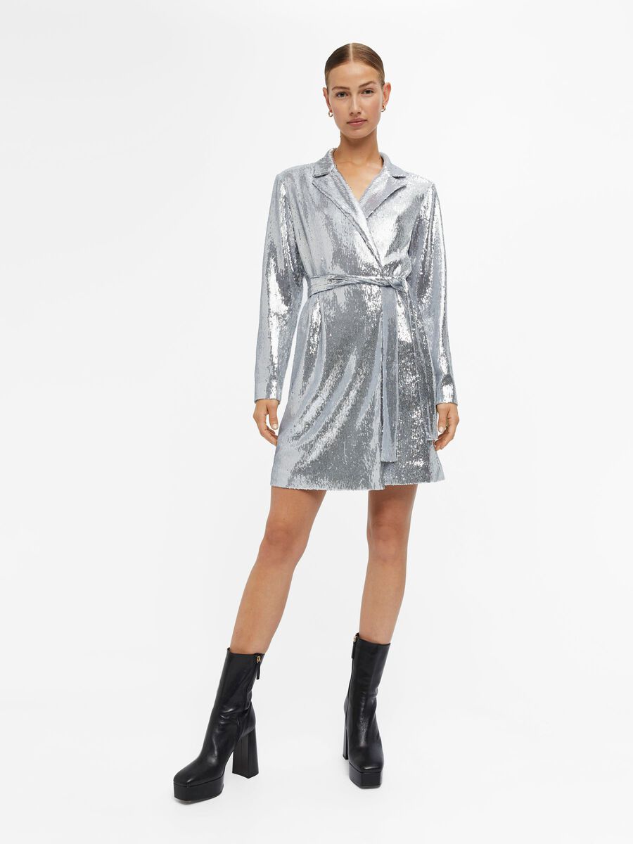 Elula Sequin Blazer Dress (Silver)