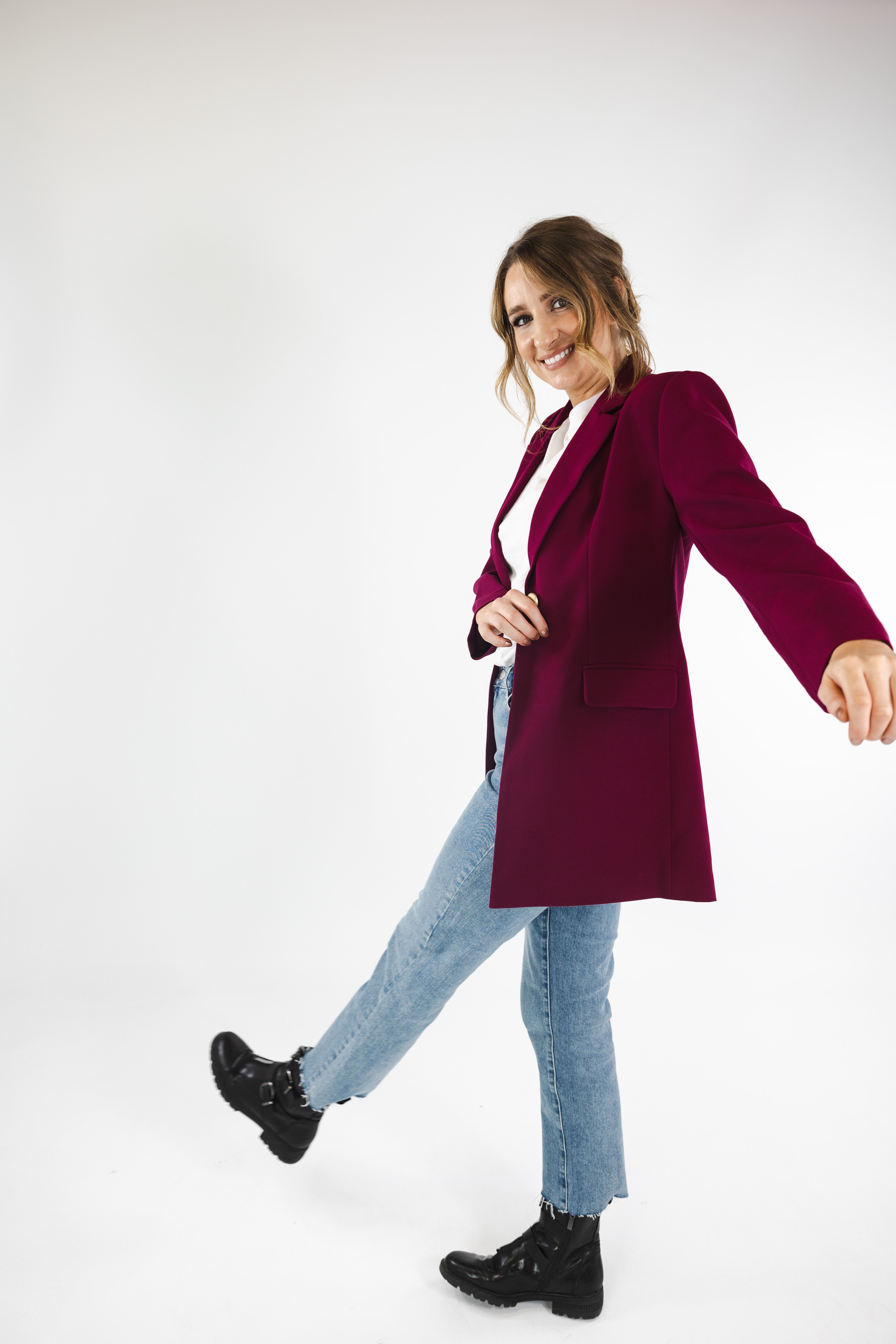 Maisie Blazer Coat (Burgundy)