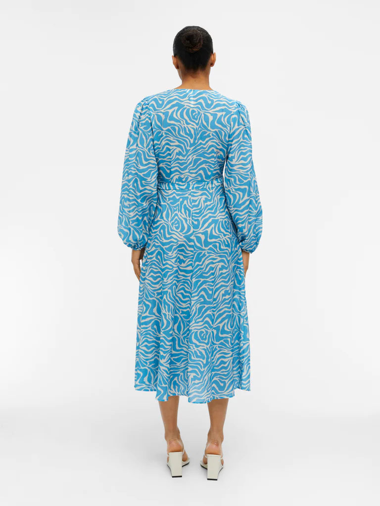 NORA L/S MIDI WRAP DRESS (BLUE)