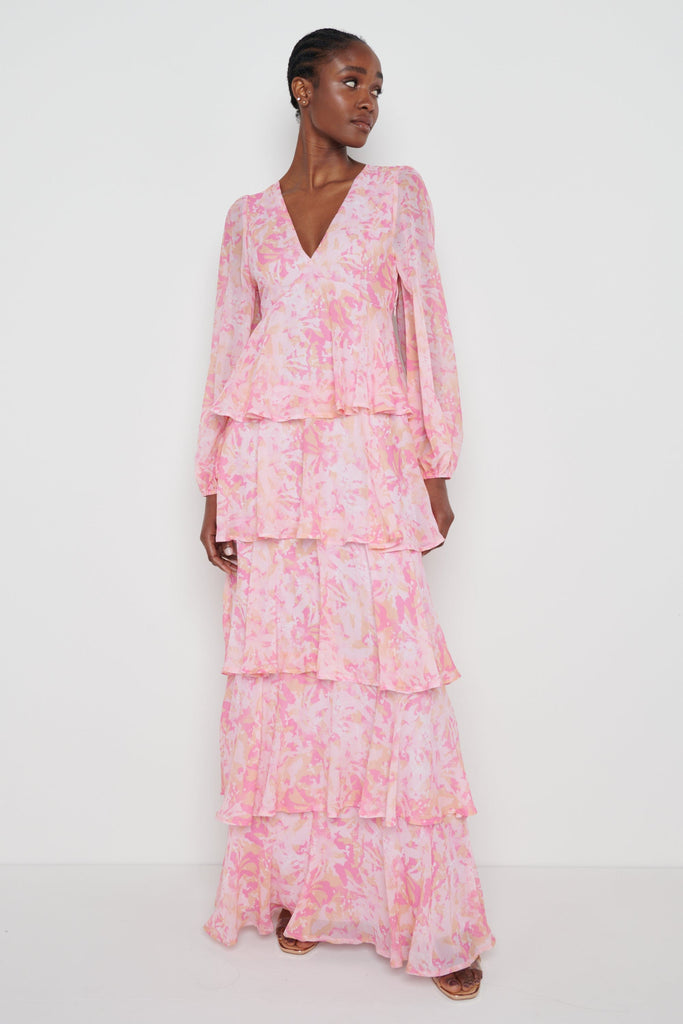 Ashton Maxi Dress (Orange & Pink Floral)