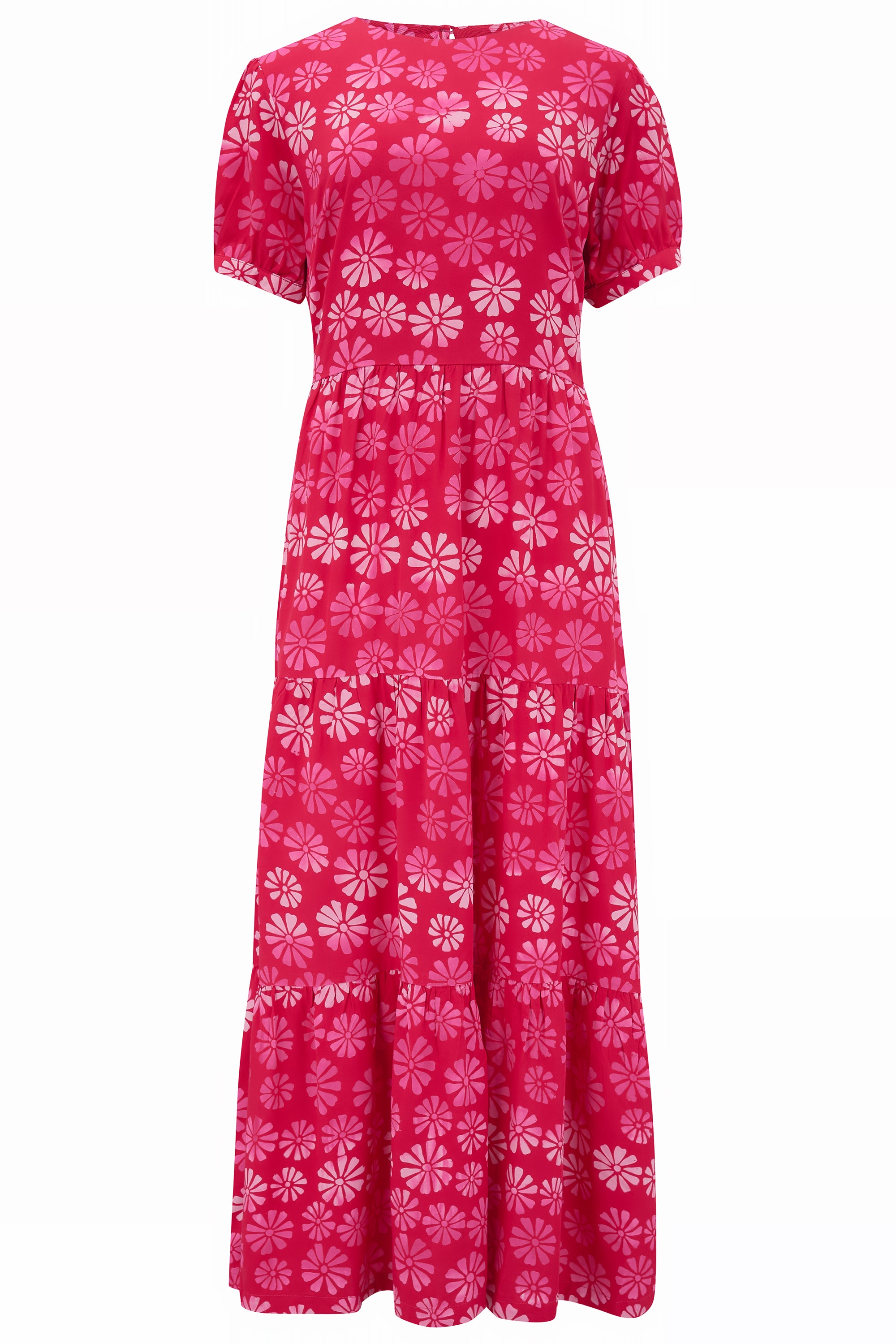 Polly Batik Tiered Dress | Cosmos Floral (Pink)