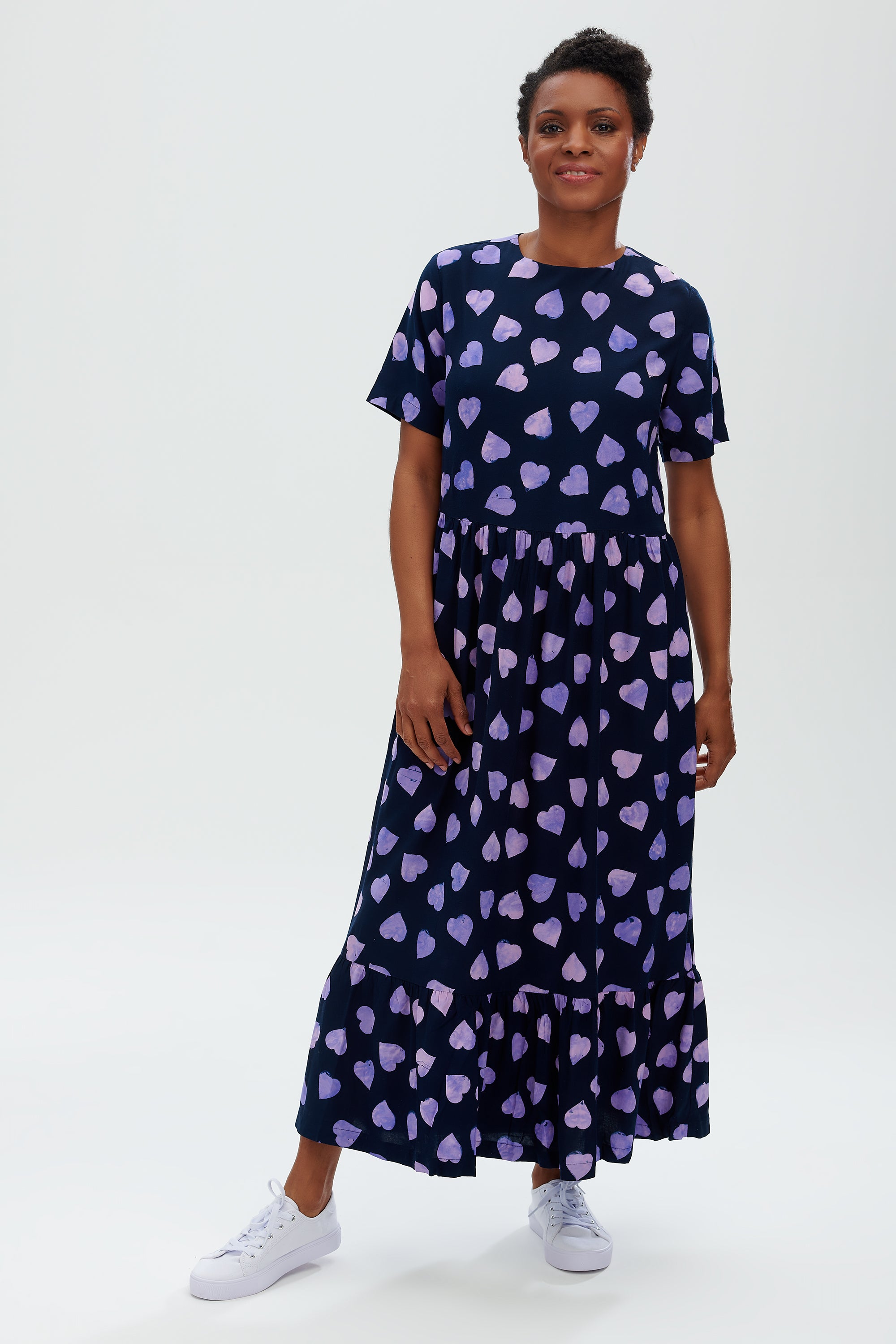 Vicky Batik Smock Dress | Big Hearts (Navy/Lilac) | Love Cherish Vicky Batik Smock Dress | Big Hearts (Navy/Lilac) | Love Cherish