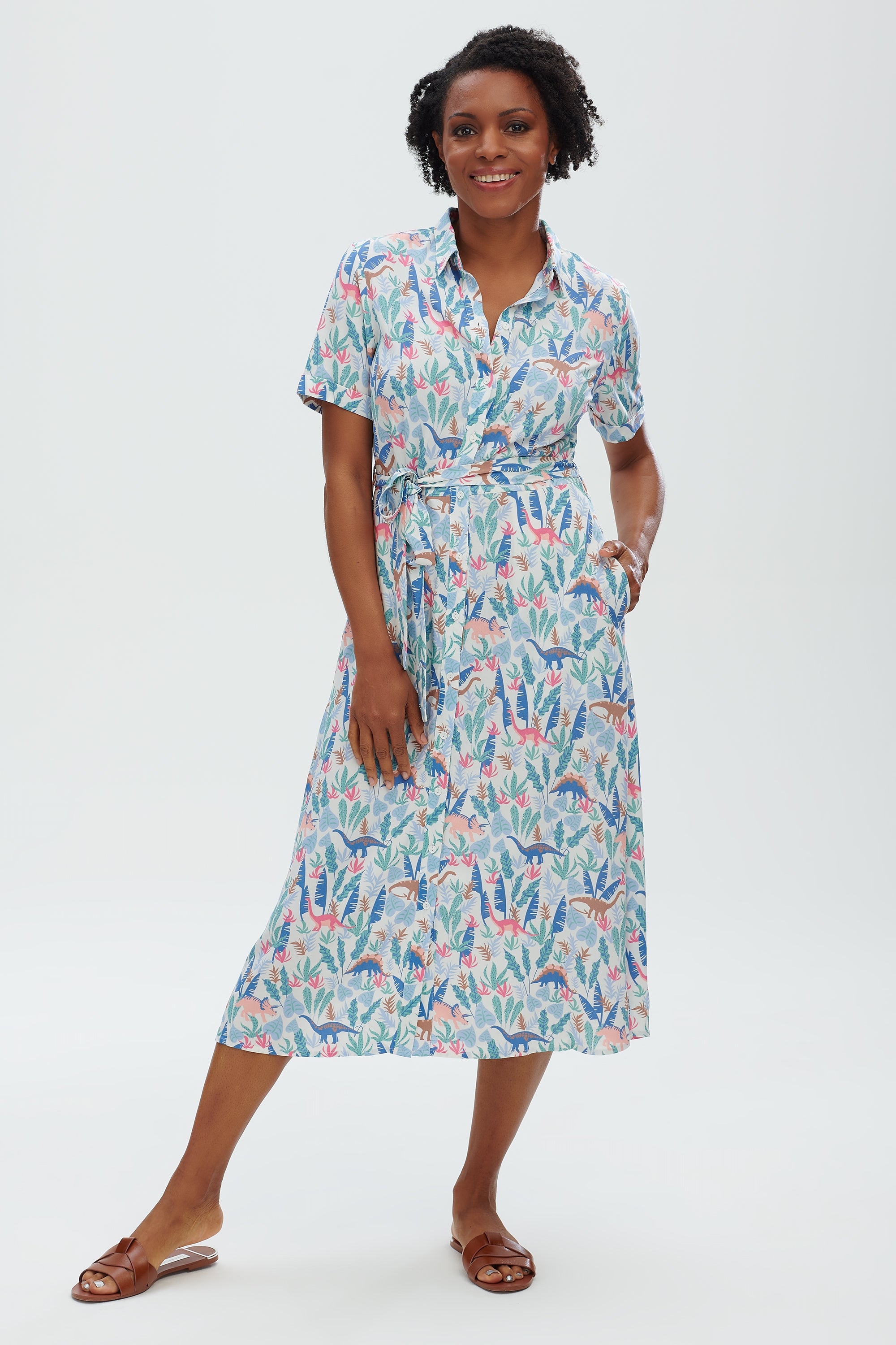 Lauretta Shirt Dress | Lost Dinosaurs (Cream)
