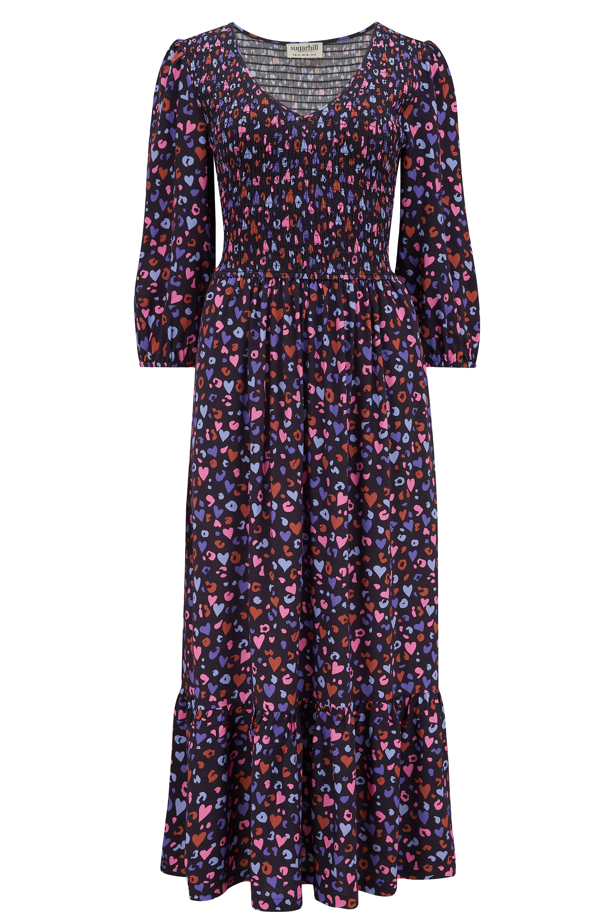 Magdalene Midi Shirred Dress - Multi Leopard Love