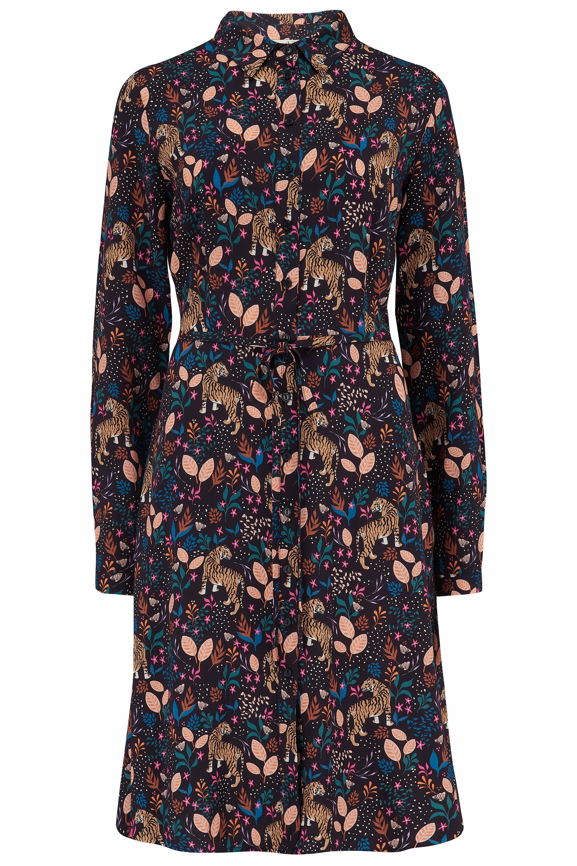 Zadie Shirt Dress - Black/Multi Jungle Tigers