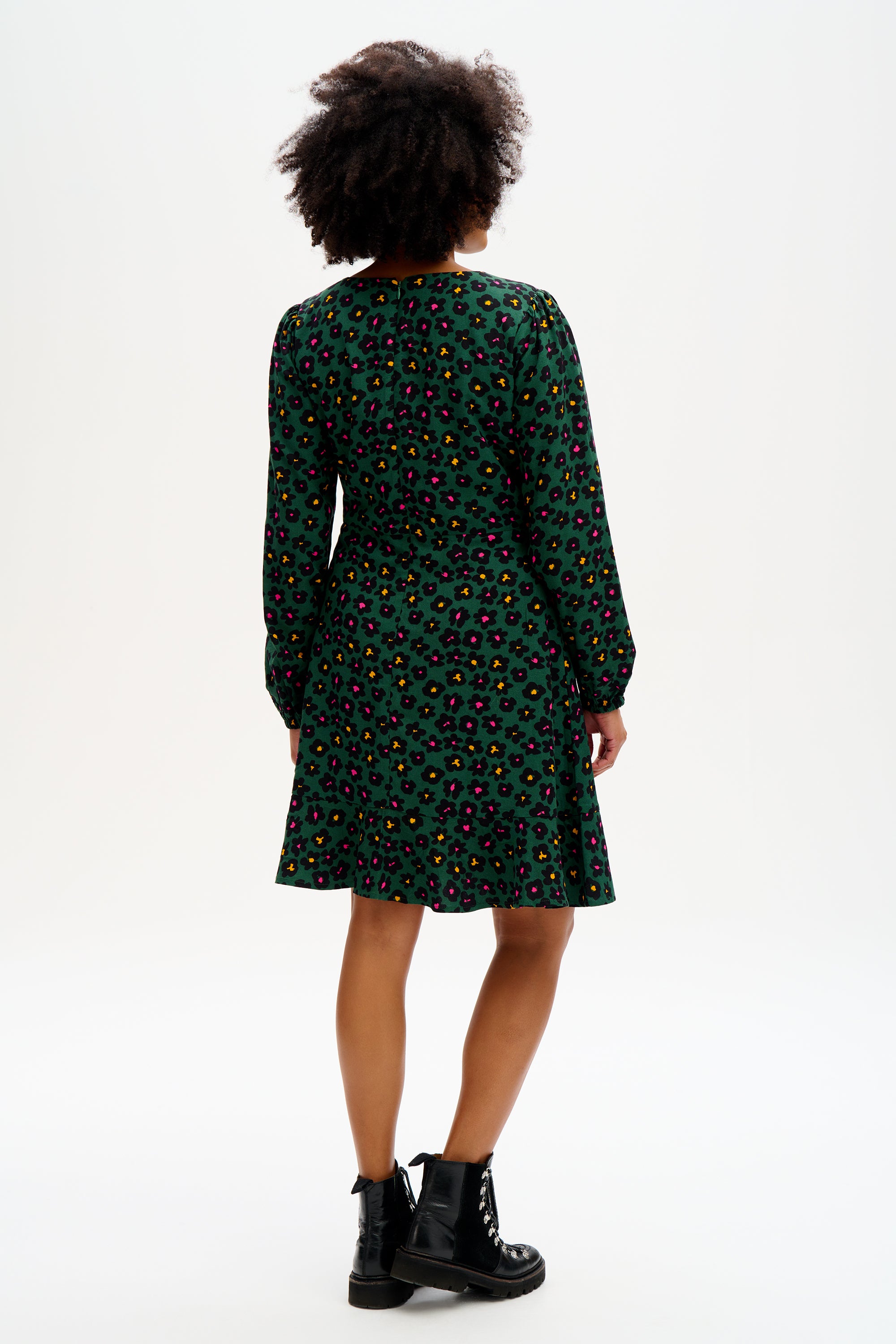 Juliette Dress - Green, Painted Floral