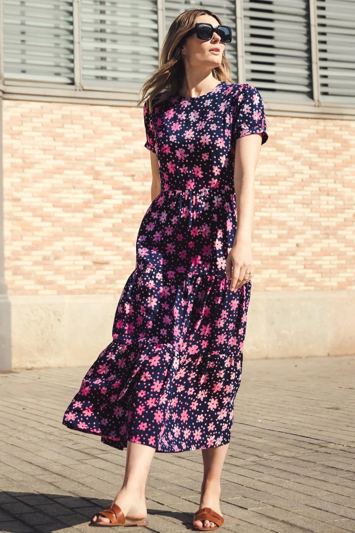 The Portia Batik Maxi Tiered Dress (Navy/Pink, Flower Power) | Love Cherish | Dress The Portia Batik Maxi Tiered Dress (Navy/Pink, Flower Power) | Love Cherish | Dress