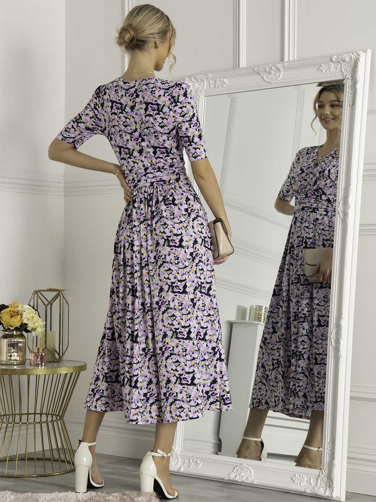 QUINNA WRAP FRONT MAXI DRESS (NAVY FLORAL)