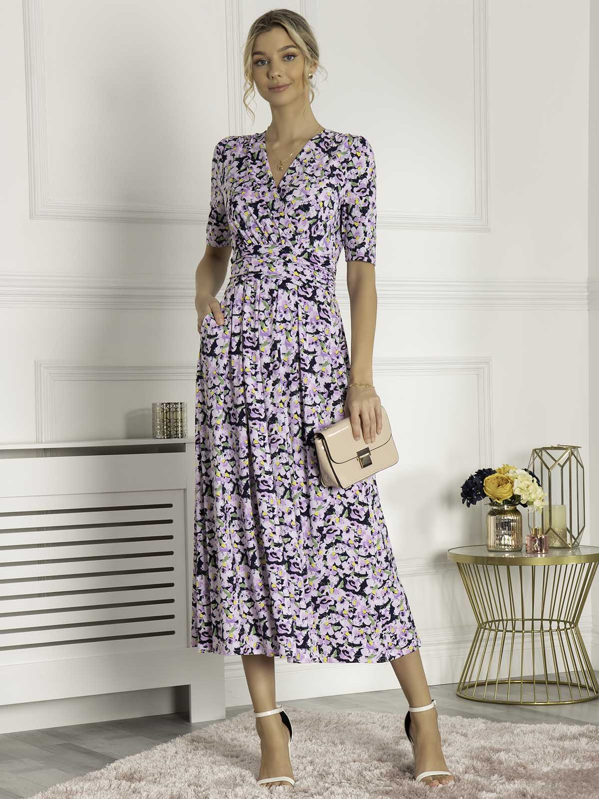 QUINNA WRAP FRONT MAXI DRESS (NAVY FLORAL)