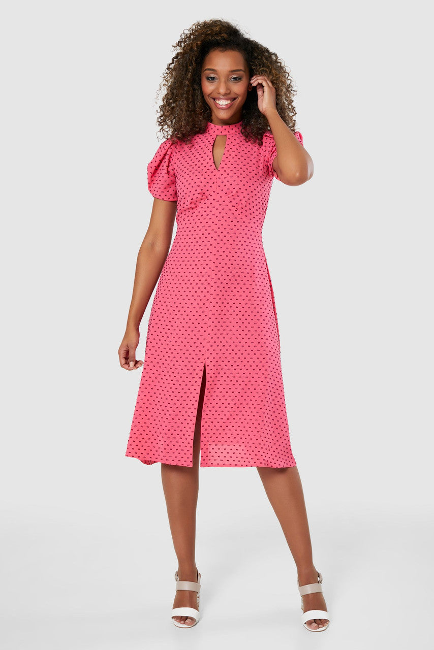 Dobby A-Line Midi Dress (Pink) | Love Cherish | Dress Dobby A-Line Midi Dress (Pink) | Love Cherish | Dress