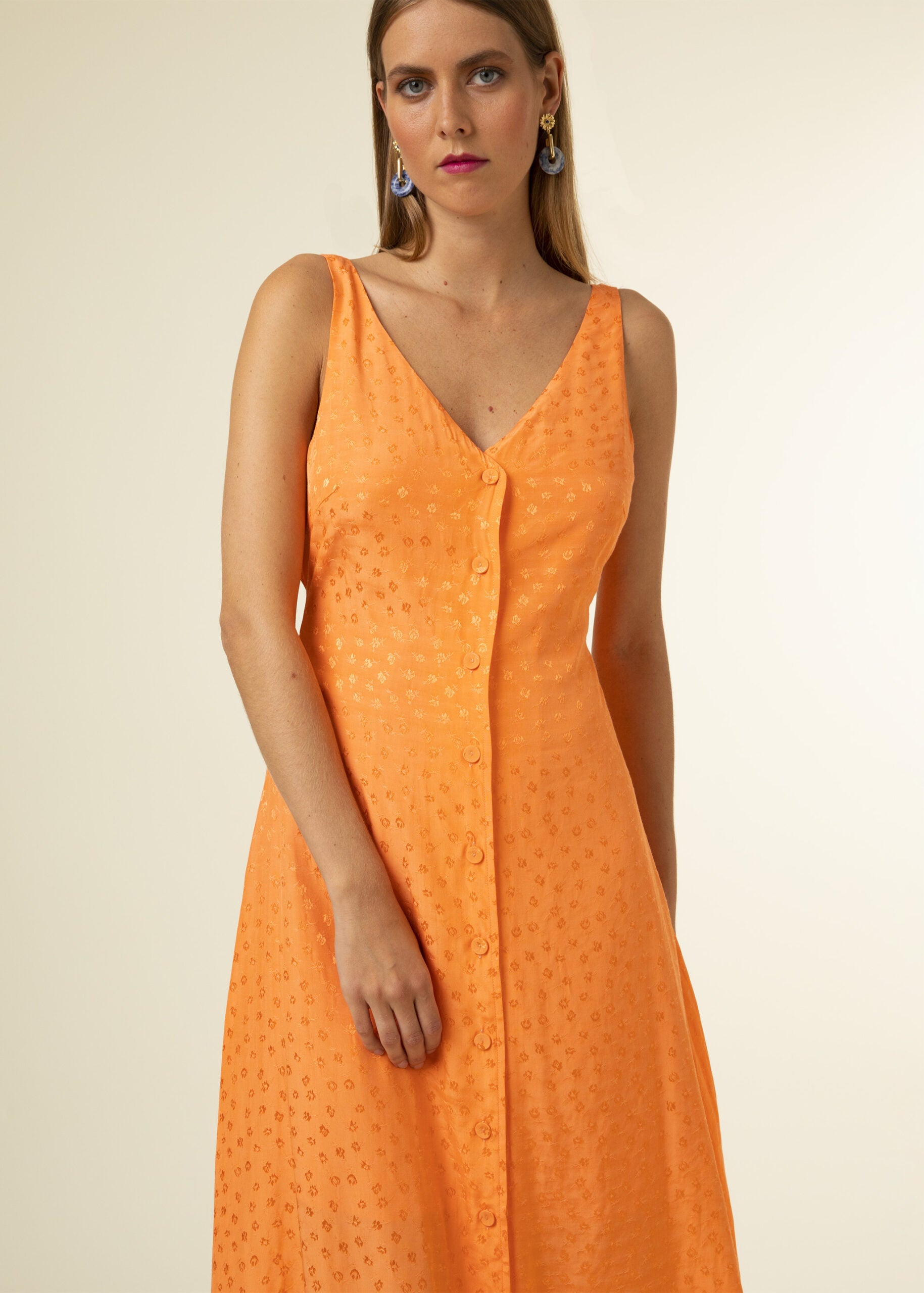 Cecile Midi Dress (Orange)