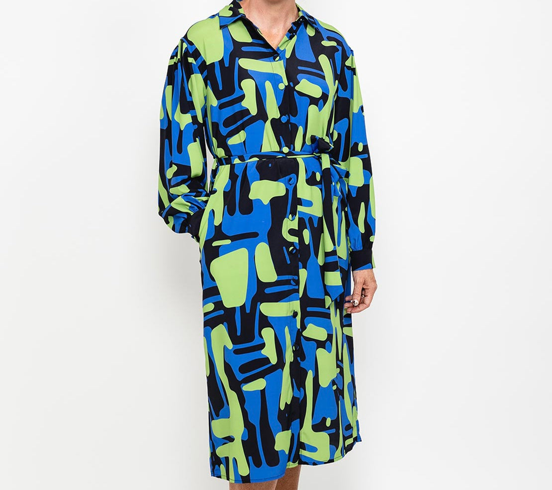 Patch Shirt Dress (Green)