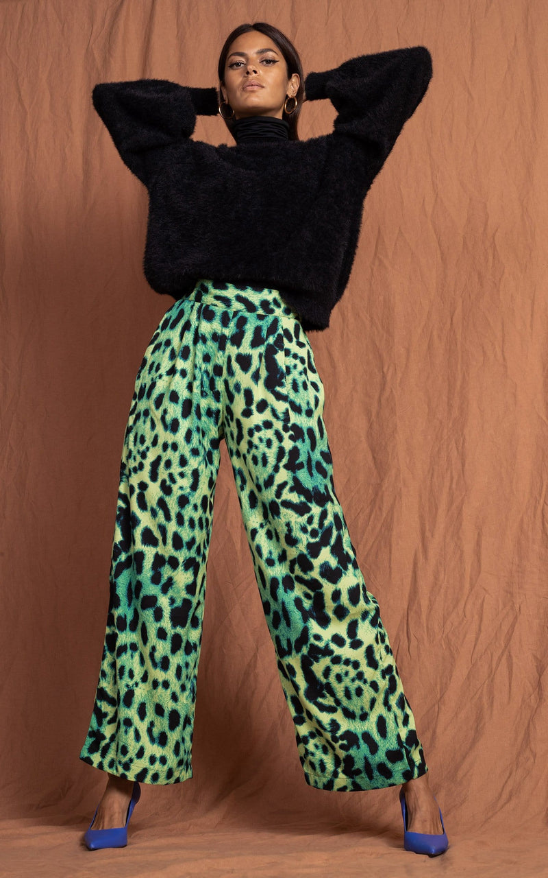 Joey Palazzo Trousers | Dancing Leopard (Lime Leopard)
