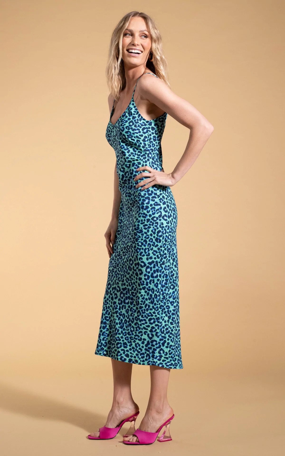 Sienna Dress | Leopard (Turquoise)