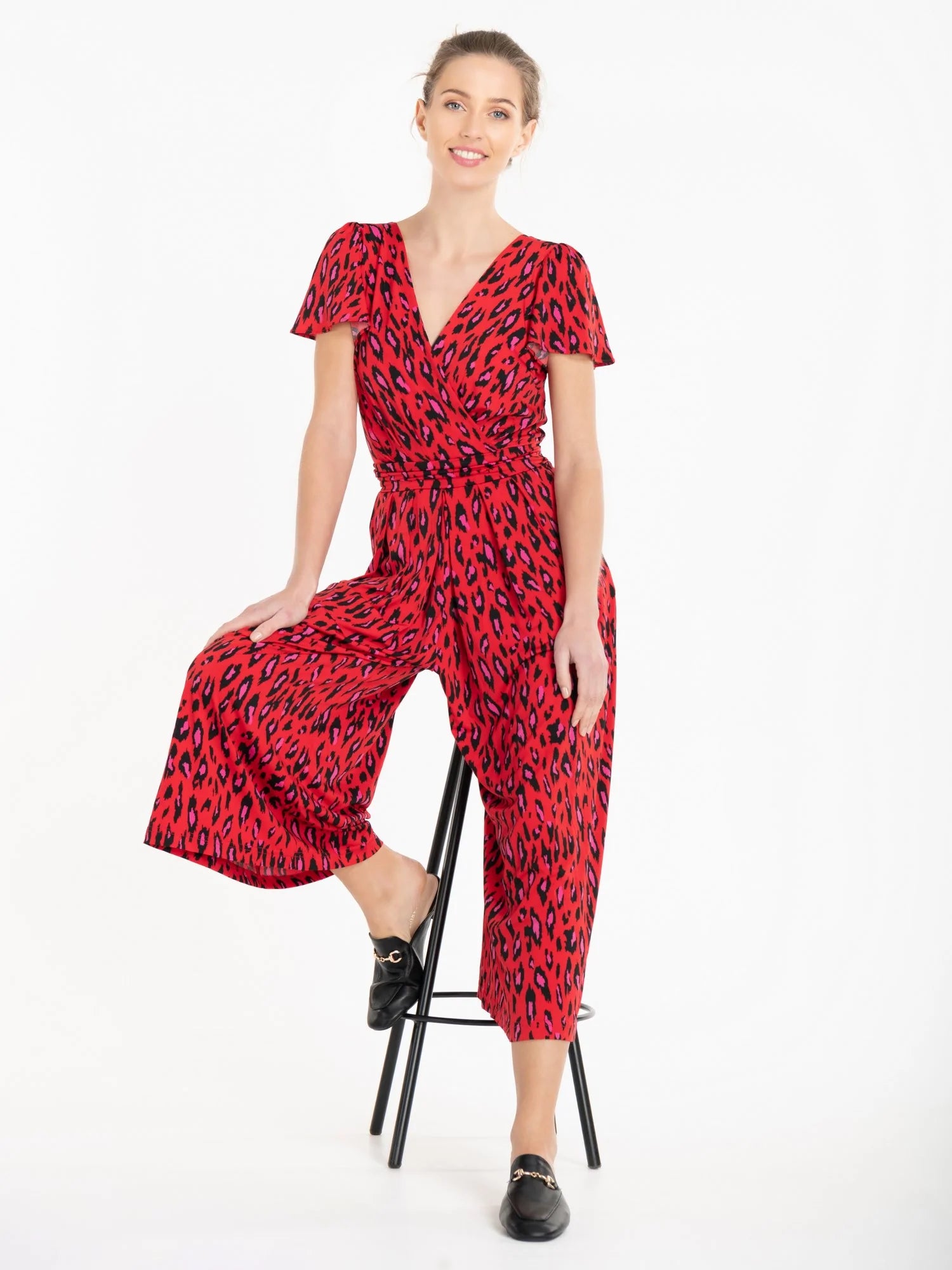 Carla Culotte Jumpsuit (Red Animal)