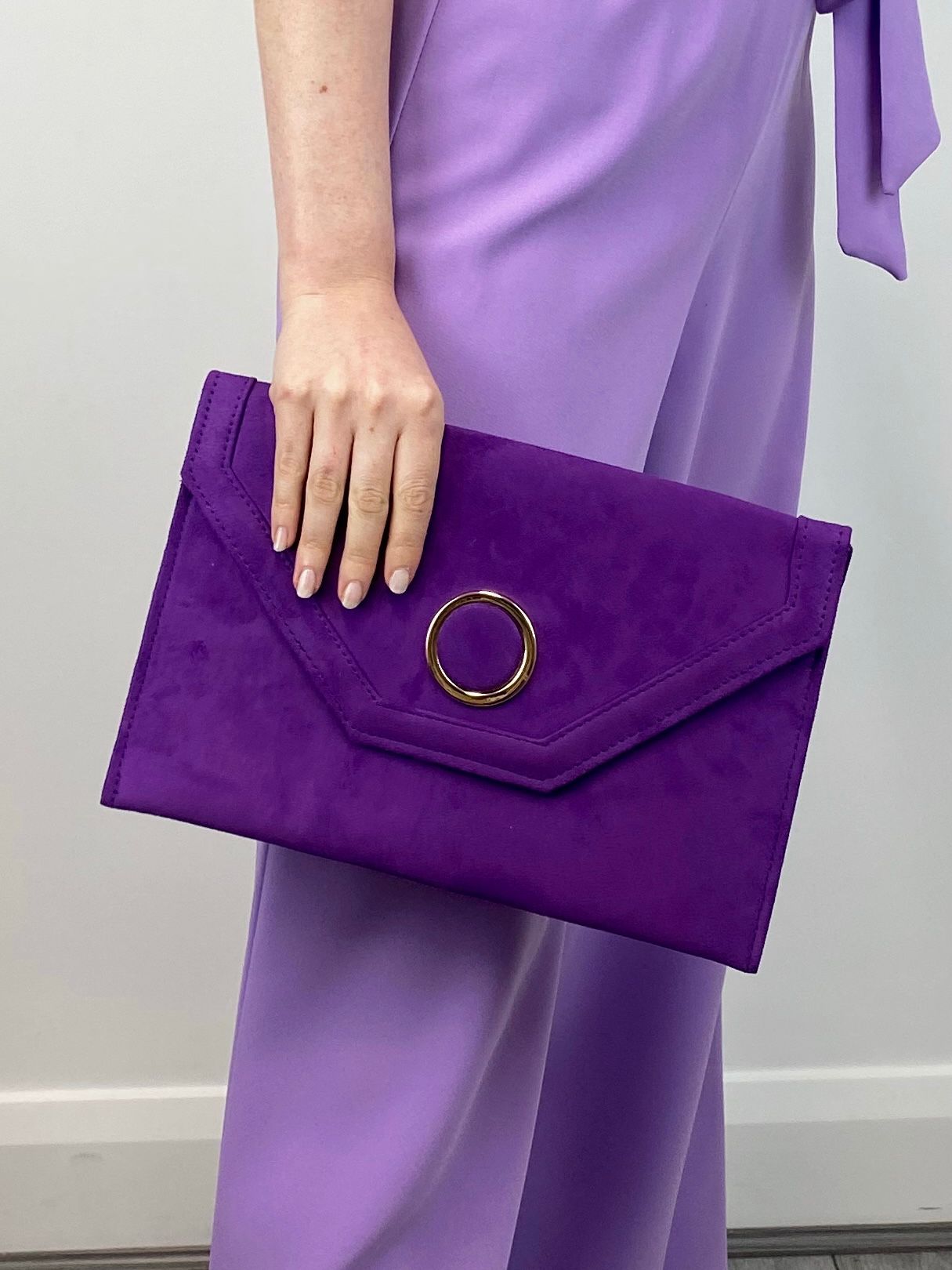 Jackie Suede Envelope Clutch Bag (Various Colours)