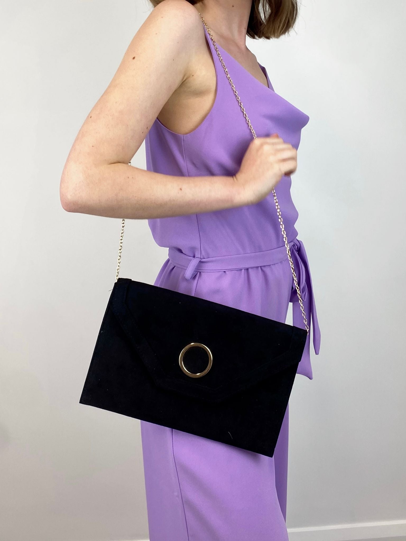 Jackie Suede Envelope Clutch Bag (Various Colours)