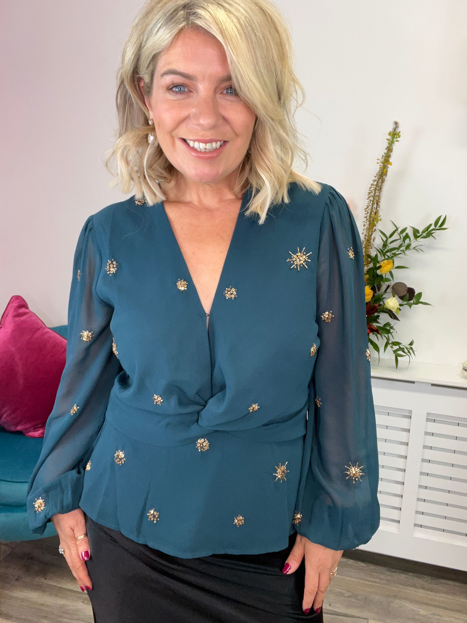 The Della Embellished Knot Front Top