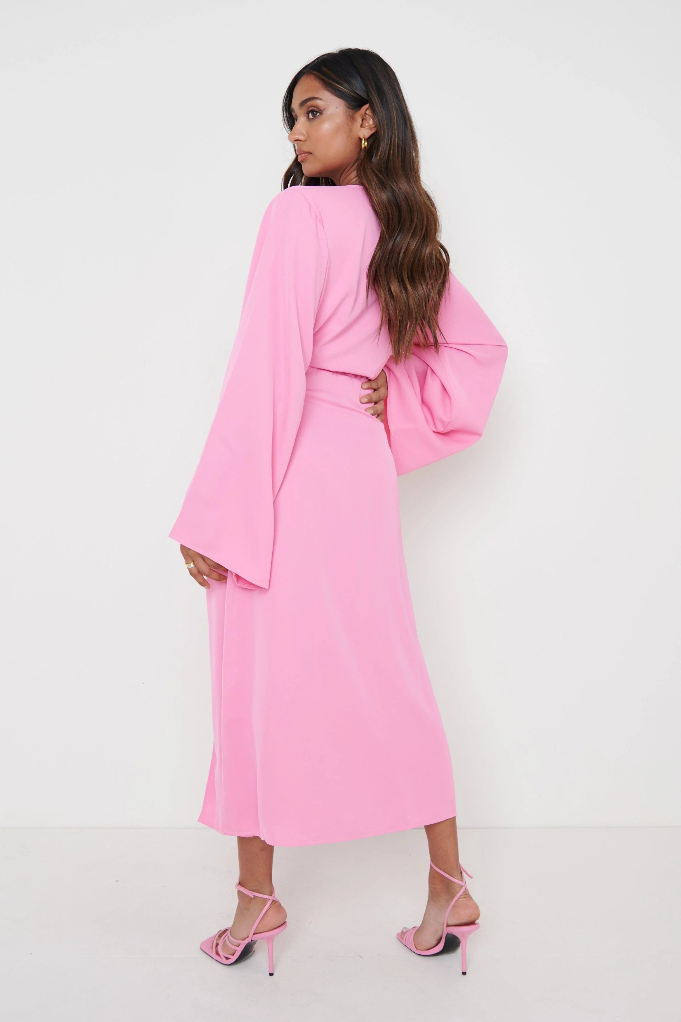 Josephine Knot Drape Midaxi Dress (Pink)