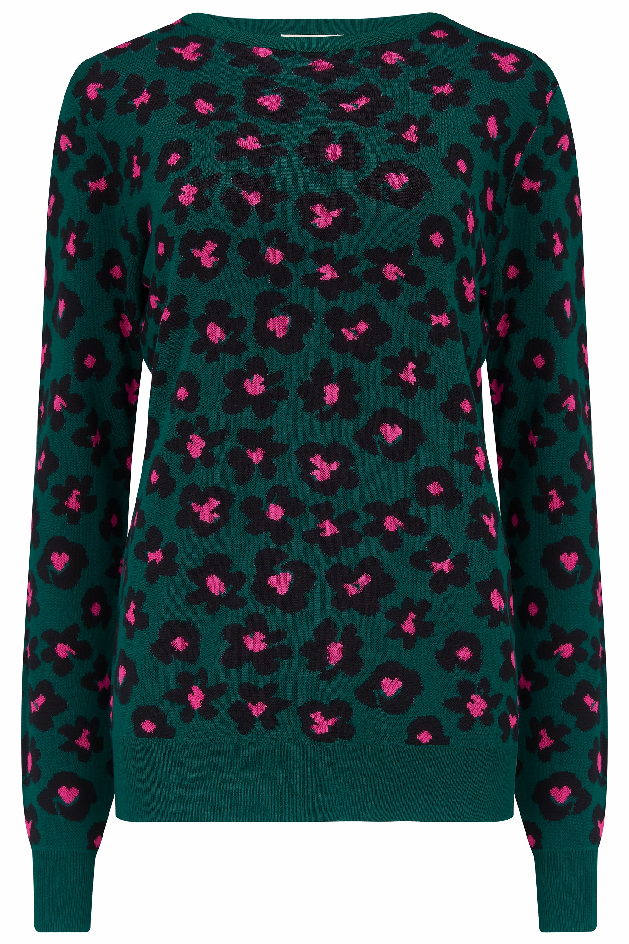 Callie Jumper- Dark Green, Floral Animal