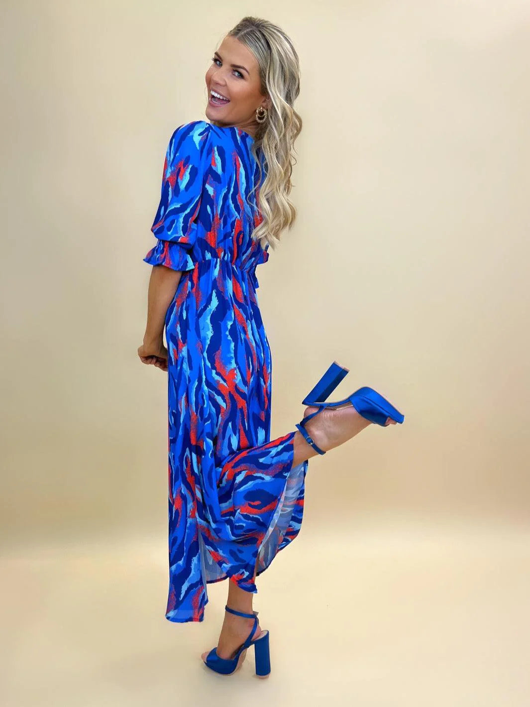 Streasa Dress (Blue/Red)