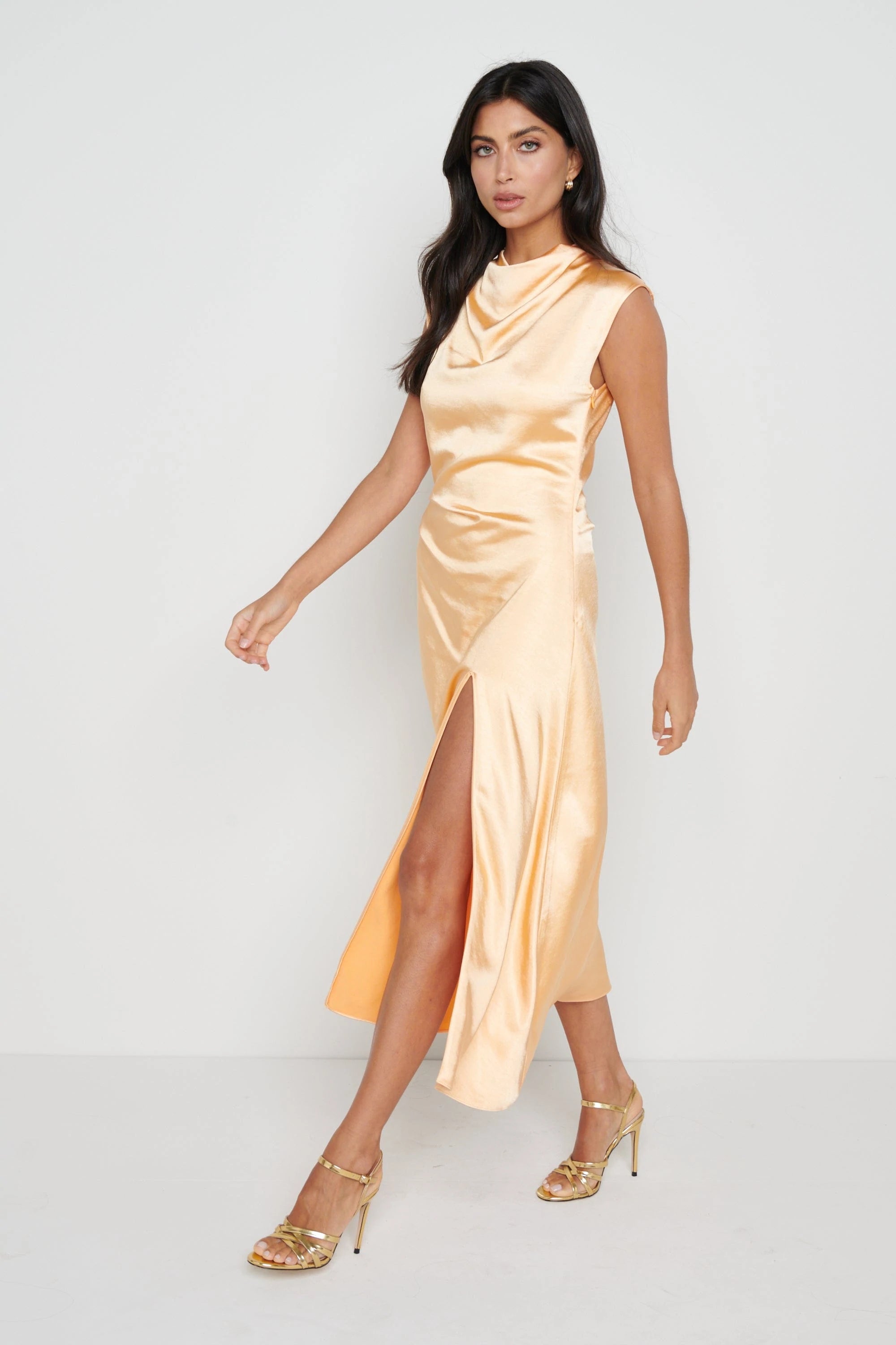 Lilith Satin Dress (Orange)