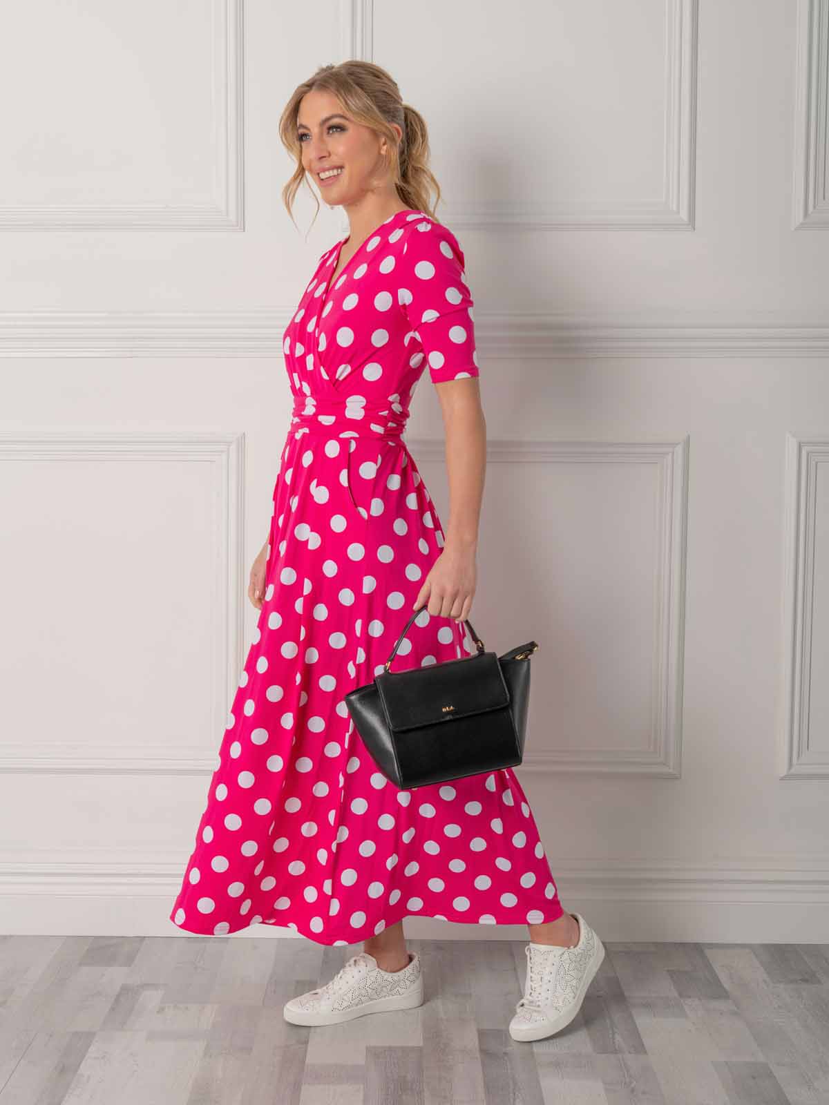 Odelia Wrap Front Maxi Dress (Pink)