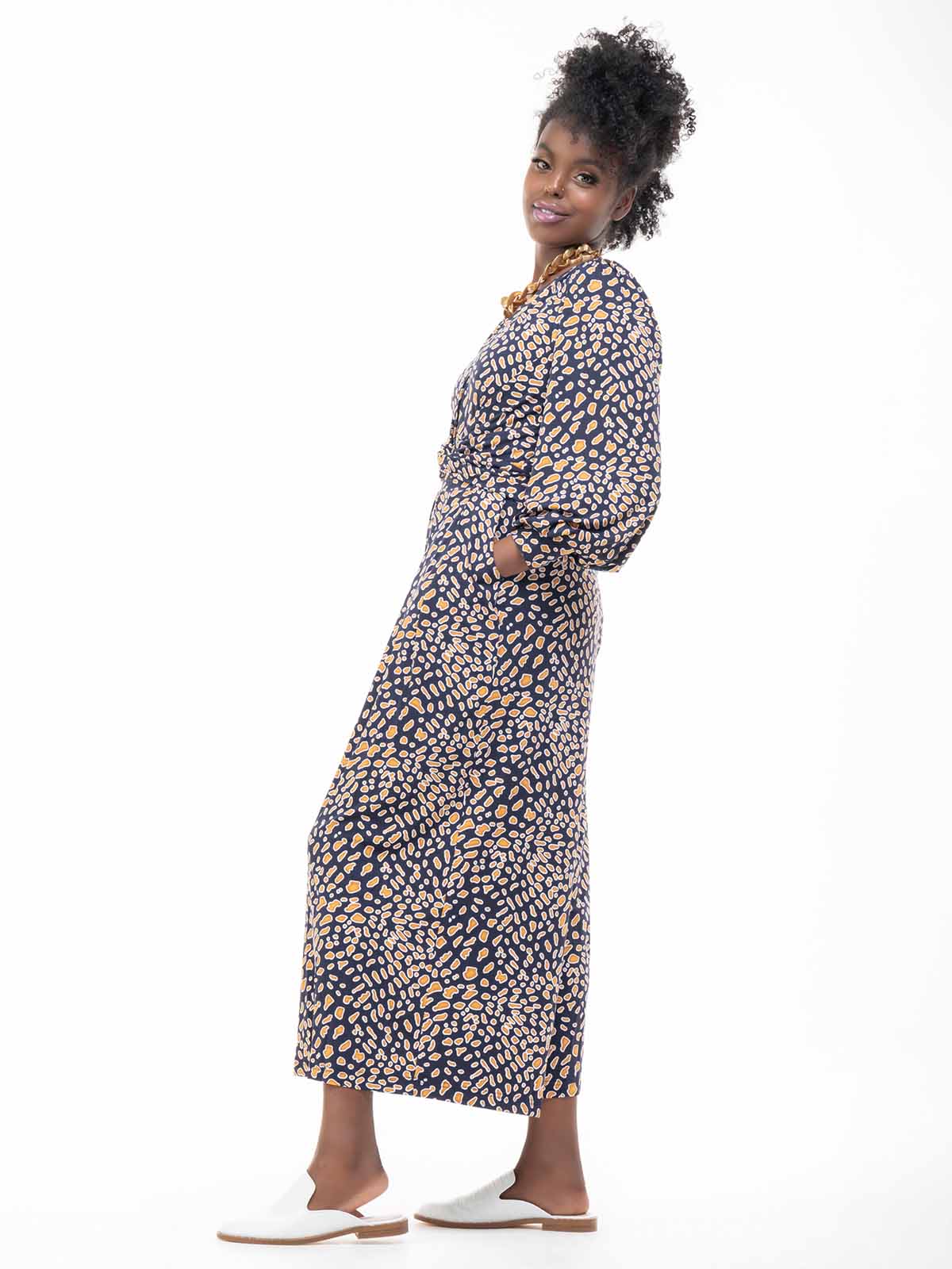 Kylie Long Sleeve Jumpsuit (Navy Animal)