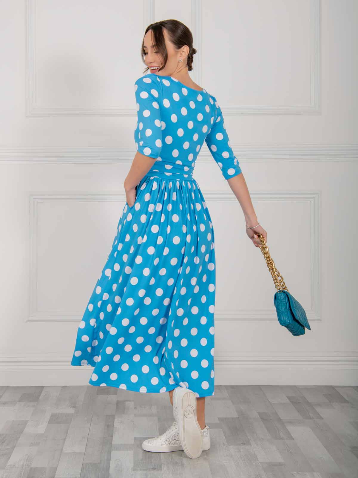 Deasia Polka Dot Maxi Dress (Blue)
