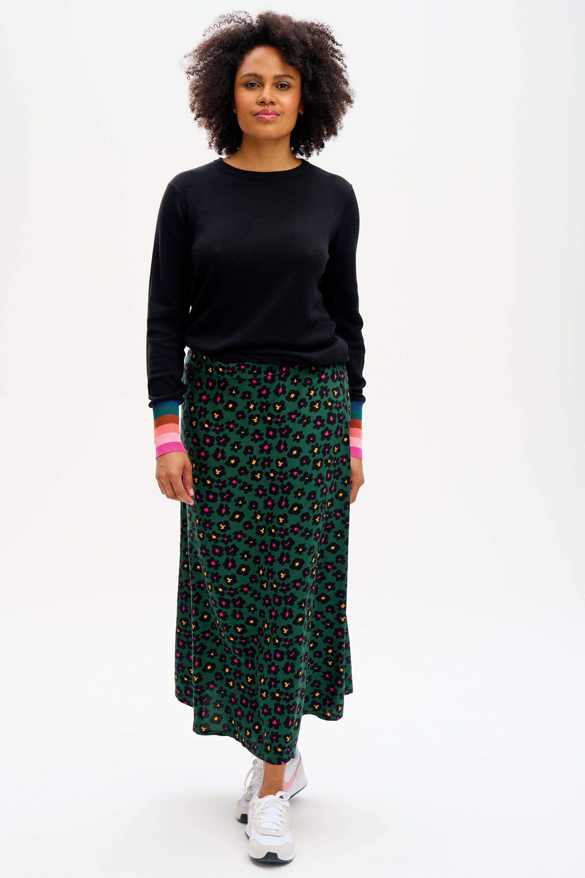 Zora Skirt - Green, Painted Floral